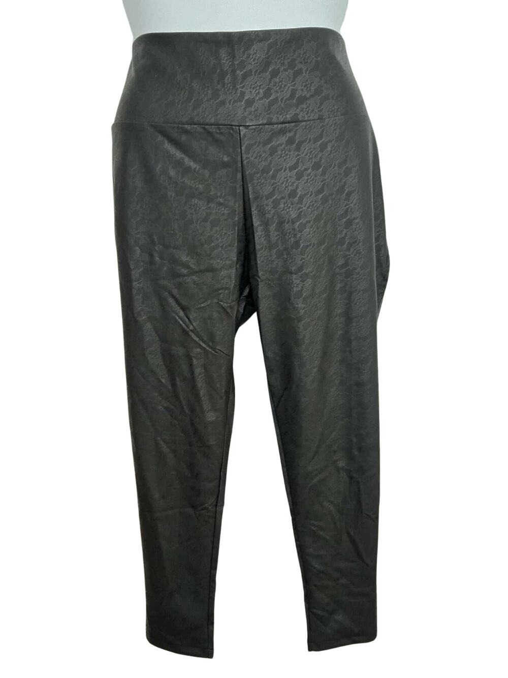 White Birch Textured High Rise Pull On Legging Pant Floral Jacquard Size 3X